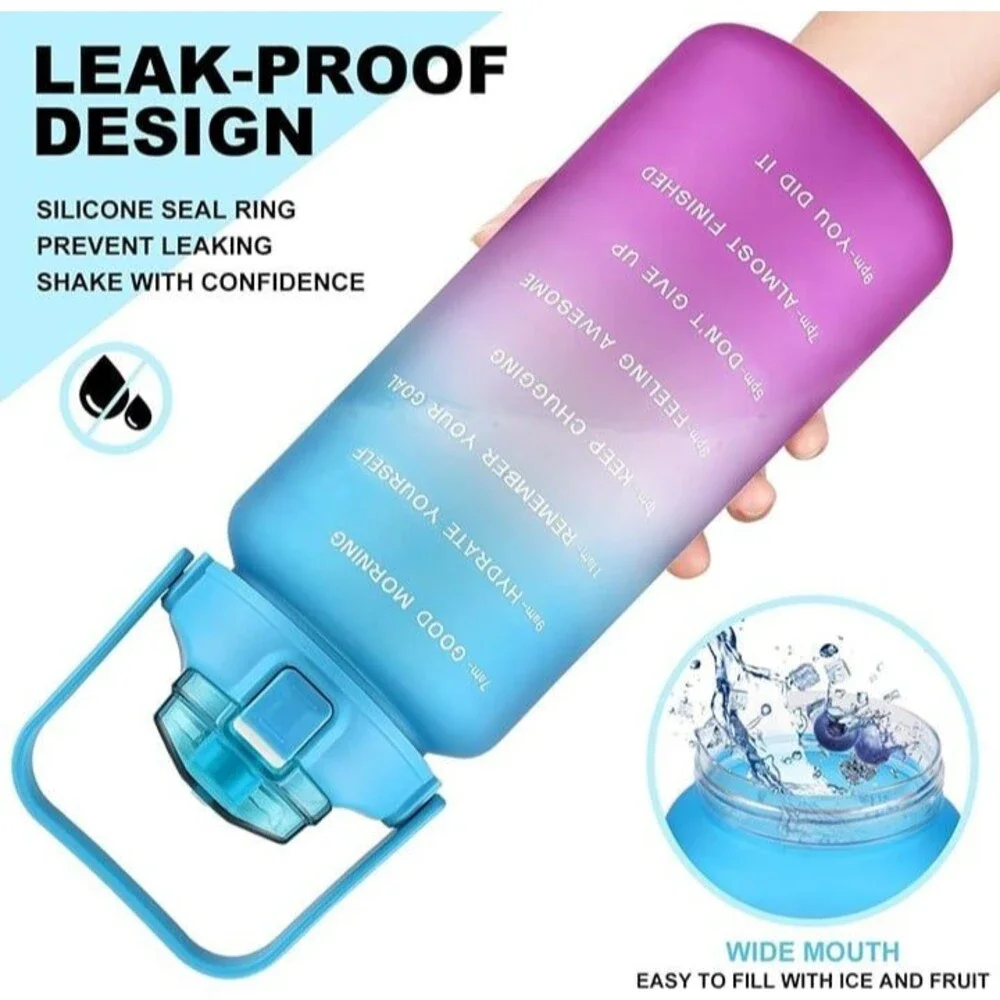 Large half gallon/64oz leakproof sports waterbottle (blue/purple gradient)